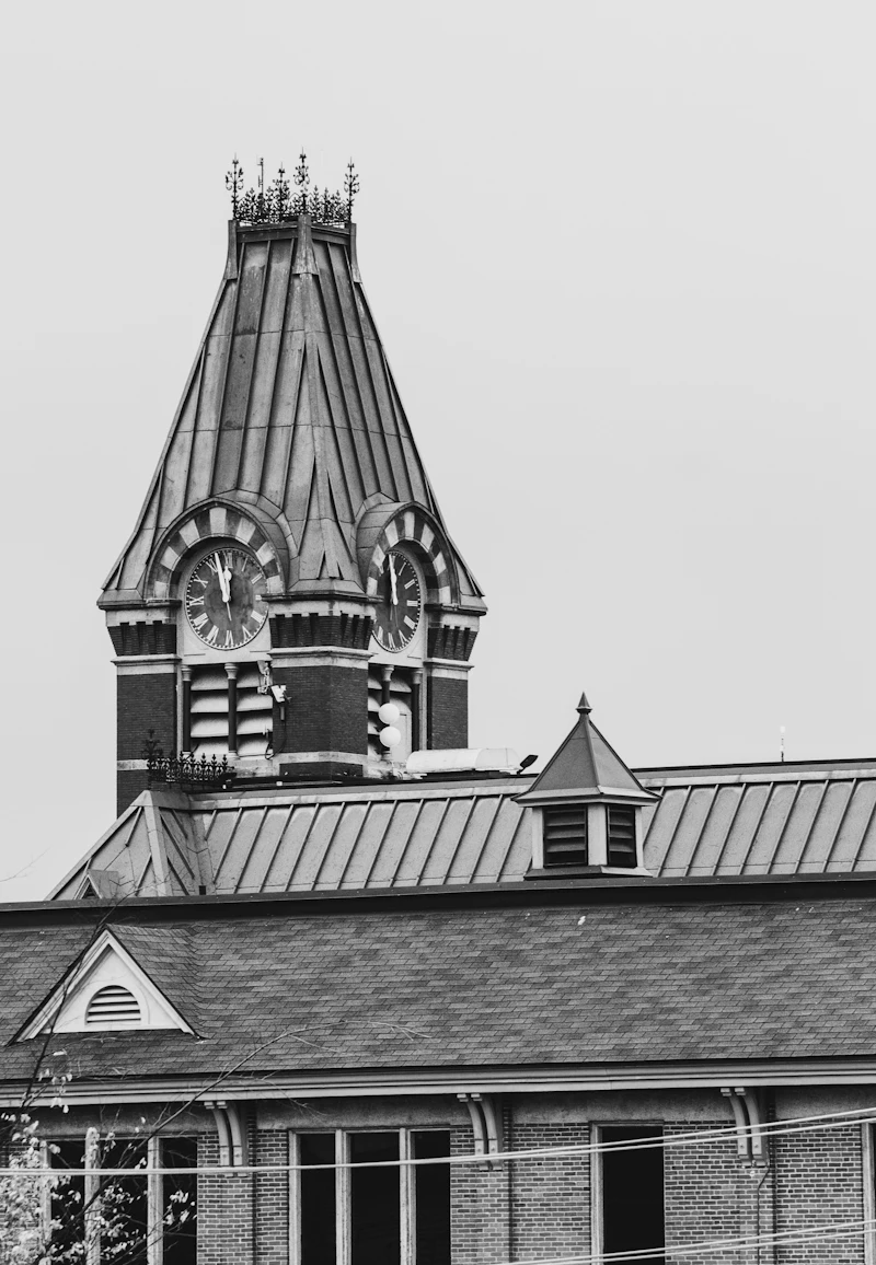 The clock tower of Fredericton City Hall