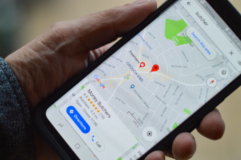 Someone searching for a local business on Google Maps on their phone